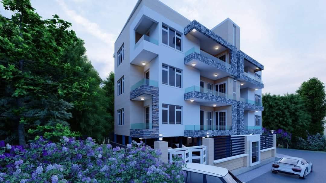 Rendu 3D de l'immeuble SS+RDC+8, Yaoundé — vue 1