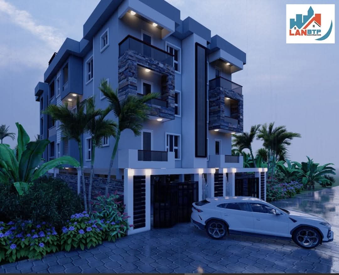 Rendu 3D de l'immeuble SS+RDC+8, Yaoundé — vue 6