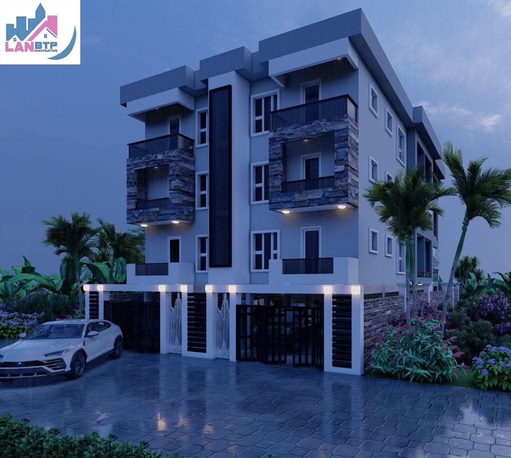 Rendu 3D de l'immeuble SS+RDC+8, Yaoundé — vue 8