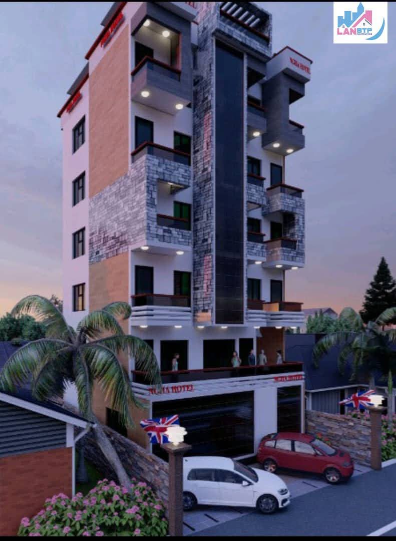 Rendu 3D de l'immeuble RDC+3 à usage d'habitation, Yaoundé — vue 2