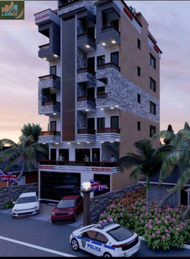 Rendu 3D de l'immeuble RDC+3 à usage d'habitation, Yaoundé — vue 3